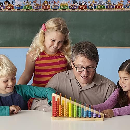 Сметало Събиране и изваждане на Melissa & Doug Abacus - Развитие на играчка С 55 Разноцветни мъниста и здрава дървена конструкция
