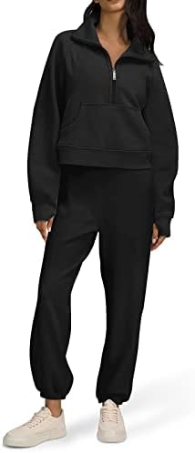 LASLULU/ Дамски Блузи с руното облицовка, Пуловер с яка с цип 1/2, Блузи, Съкратен Блузи с Дълъг ръкав, Пуловер с Дупка за палеца