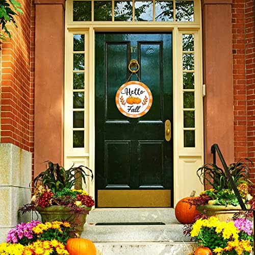 PETCEE Здравейте Есента Знак за входната врата, 11,5 Кръг за Есенния Венец на Вратата е Знак Тиква Селска Къща Добре Дошли Декор Знак