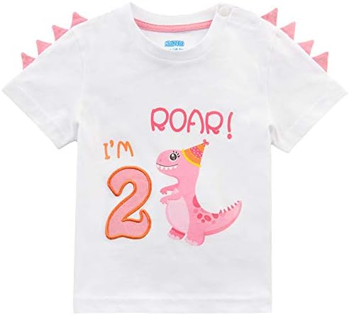 Тениска за момичета на 2-ри Рожден Ден с Динозавром, Тематична Тениска за Рожден Ден, Подарък за Дете