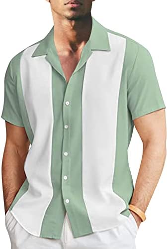 2023 Новата Мъжка Мода и Свободно време, за да е Подходяща По Цвят Риза с ревера и Копчета До половината ръкави, Тениска, Риза с къс