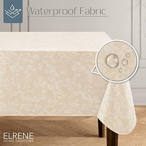 Покривката Elrene Home Fashions Camile от Дамасской плат с Цветен Модел, Устойчиво на вода и петна, Vinyl с Фланела субстрат,