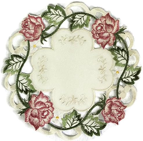 Салфеточный Бутиков тампон или Салфетка с викторианскими Розови рози от плат с цвят на Слонова кост, Размер 15 инча