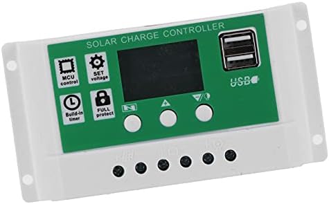 Контролер за зареждане на Walfront Solar 40A 12 В 24 В, PWM с автоматично фокусиране, който проследява LCD дисплей с Двоен USB-изход,
