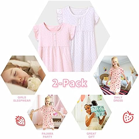 Комплект дрехи BANGSAUR За момичета, Памучни Пижами, Ежедневна Рокля на Принцеса с Принтом във формата на Сърце, 2 комплекта Ежедневни рокли