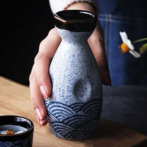 Angoily Старинни Чаши за Вино Керамични Японски Набор от Саке, Антични Бутилка Саке с 2 Чаши Саке, за да служи за Топло Студено