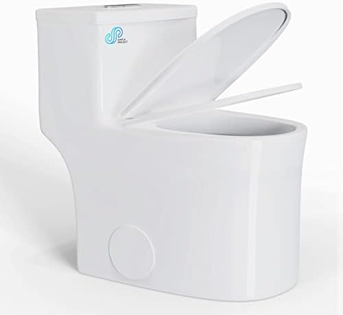 Прост проект 16,5-инчов Удължен цели тоалетни С двойна система за почистване на 1,28 GPF | Малък Компактен, Модерен Мивка За