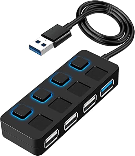 USB хъб 3.0, 4-Портов концентратор на данни ANKKY USB 3.0 с Отделни изходи за захранване с led подсветка за Mac и PC /лаптоп