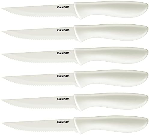 Cuisinart C55-6PCSW Предимство Назъбен Нож за Стек С Керамично покритие, Комплект от 12 теми, Бял