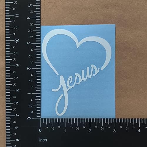 Етикети с Исус 4 опаковки: Сърцето на Исус, на Кръста на Исус, Безкрайността на Исус, в Сърцето си с Кръст (малък ~ 3.5 инча, бял)