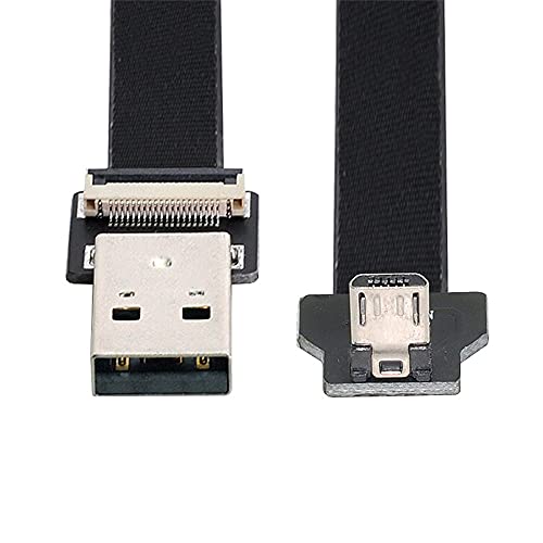 xiwai 2,0 М Наклонен USB 2.0 Type-A за свързване към Micro USB 5Pin за пренос на данни Плосък Тънък Гъвкав кабел за FPV, диск и телефон