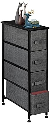 Тесен Скрин NC Вертикален Блок за съхранение с 4 чекмеджета от плат, Метална Рамка, Тънък кула за съхранение, Широчина-7,9