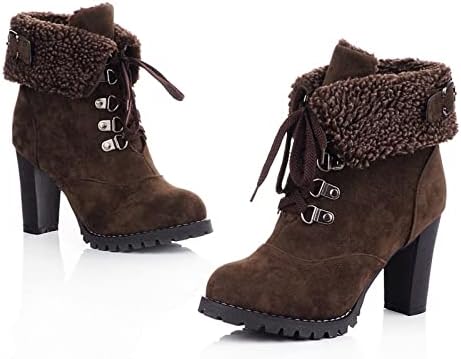 Зимни обувки за жени, Къси Ботильоны на нескользящем обувки с кръгло бомбе, Дамски Однотонная Модни обувки дантела, Дамски обувки,