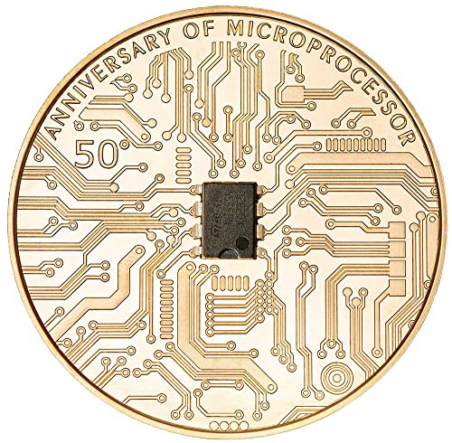 2021 DE Микрочипа PowerCoin 50th Anniversary Позлатена Сребърна Монета с тегло 2 Грама 5$ Ниуе 2021 Proof