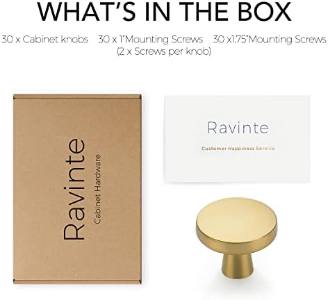 Ravinte 30 Опаковки чекмеджета 1-1 / 4-Инчов Дръжки за Кухненски шкаф и 10 X 3-Инчов Матов Медни Кв. Дръжки За шкафа