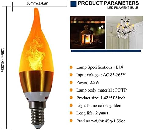 4 Опаковка 5 Опаковки, 8 Опаковки led лампи-свещи 2,5 W E14 с пламък 85-265 В, led крушки с ефект на пламъка, имитиращи проблясване,