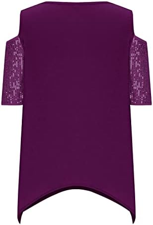 Летни Потници за жени 2023, Модерни Ежедневни Блузи с кръгло деколте и Къси Ръкави, Свободни и Удобни Блузи, Потници