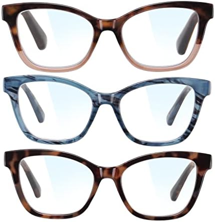 3 Комплекта Очила за четене за жени, Блокер Синя светлина Компютърни Ридеры с пружинным тръба на шарнирна връзка, Ультралегкие