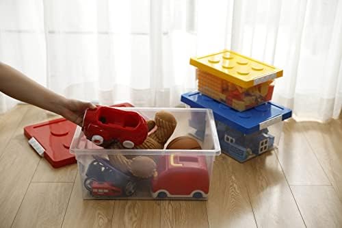 Пластмасови Контейнери-Организаторите за съхранение на Momo's House Кутия с капак във формата на тухли - Комплект от 4 Штабелируемых