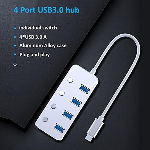 Съединители 4-портов USB хъб, Високоскоростен USB 3.0 ХЪБ 5 Gbit/s USB-c hub - (Сребрист цвят)