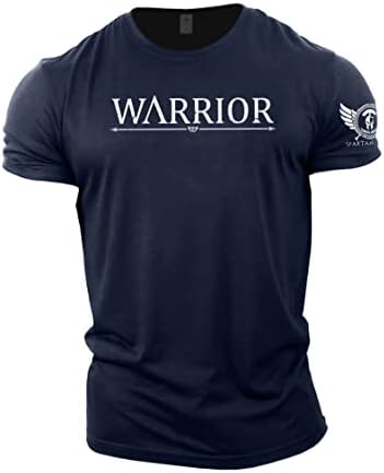 GYMTIER Warrior - Тениска Спартан Фитнес за Мъже, Бодибилдинг, Вдигане на Тежести, Стронгмен, Тренировъчен Топ с Активна Дрехи, Spartan