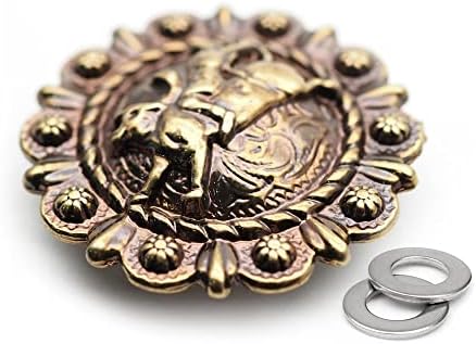 CRAFTMEMORE 2 елемента 1-1/4 Родео Каубой Бивол Монета Кончо С винтова облегалка Кожевенное занаят CHS48 (Антично сребро)