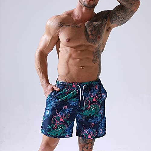 Ymosrh Мъжки Бански Мъжки Плажни Дишащи Панталони С Принтом За Сърфиране Ежедневни Спортни Бързо Съхнещи Шорти За Плуване За Мъже