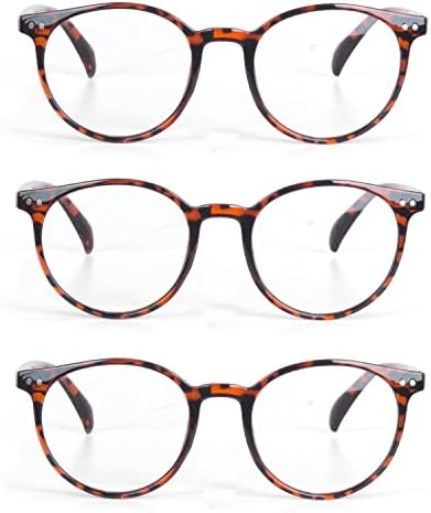 EYE ZOOM 3 Опаковки Ретро Очила за четене в Кръгла Пластмасова Рамка, за Мъже и Жени, Многоцветни