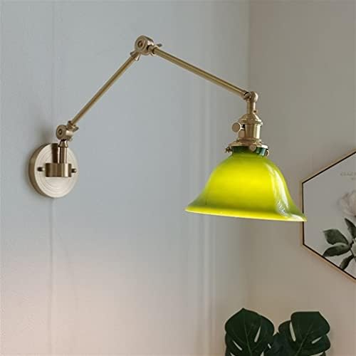 LHLLHL Въртящи се наляво и надясно Мед, с монтиран на стената лампа с дълъг лост, Зелена лампа в скандинавски стил (Цвят: D, Размер: Включена