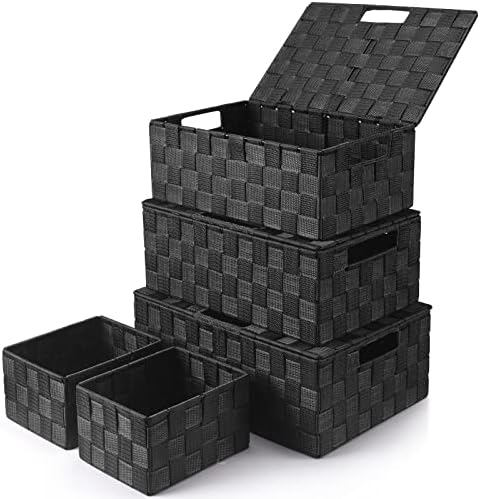 Uvellgift Кутии за съхранение с Капак, Тъкани Кутия За Съхранение, Контейнери-Организаторите, Декоративни Кошници, Куб за Дрехи,