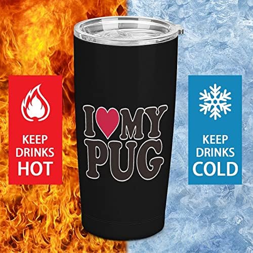 I Love My Pug Чаша от Неръждаема Стомана, Изолиран Бутилка За Вода, Пътна Чаша, Чашата за Кафе, за топли и Студени напитки