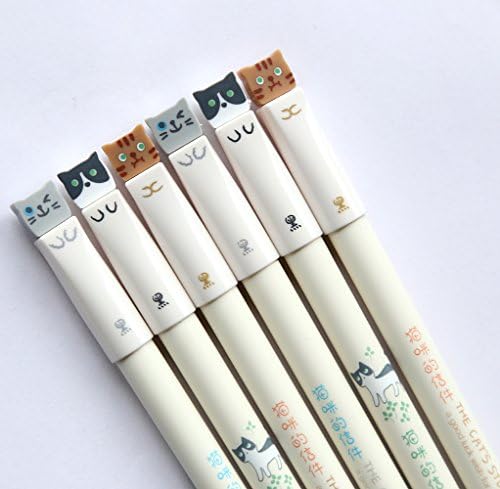 Гел химикалки GANSSIA Colorful Cats Design 0,38 мм, дръжка с черно мастило, опаковка от 6 бр.