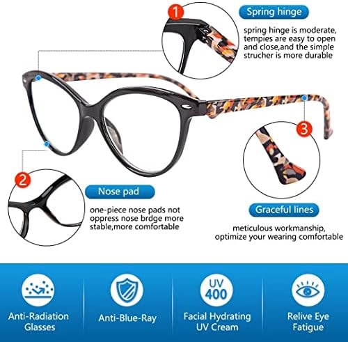 5 Опаковки + 1,75 Синьо-Екранировка на Очила за четене, Компютърни Ридеры с Антирефлексно покритие, за жени и за мъже, Дамски Очила