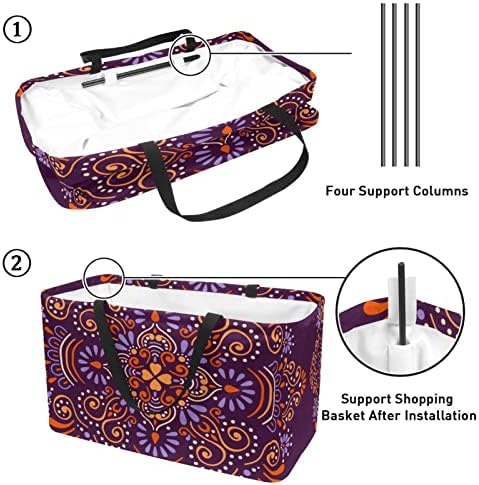 Чанта за продукти за Еднократна употреба с дизайн във формата на цвете мандала, Лека Чанта За покупки от рециклируеми с дръжка за продукта