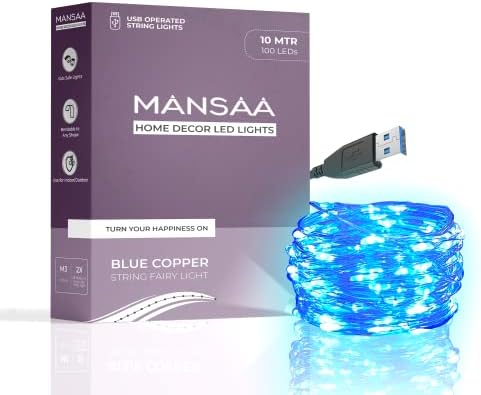 MANSAA M6 USB Led Венец | 10 метра 100 светодиоди | Син цвят | С USB горивото | Led Лампа за Дома