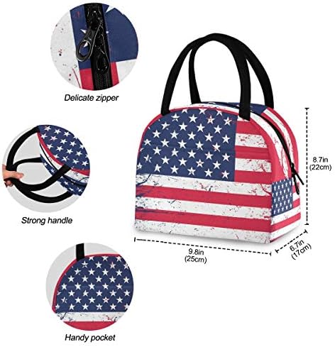 Случайна чанта за обяд Дамски - Ден на Независимостта на Американското знаме, Голяма Запечатани Чанта за Обяд с плечевыми