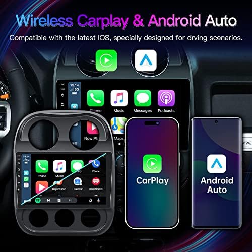 Fortdows 10,1 Инча Кола Стерео радио за Jeep Patriot, Compass 2010- с wi-fi CarPlay Android Auto, 2 грама 32 GB Android