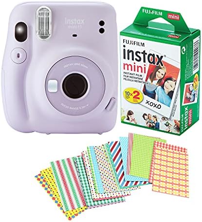 Фотоапарат Fujifilm Instax Mini 11 с 20 филм Fuji Instant и качествени стикери за снимки (лилаво-виолетов)