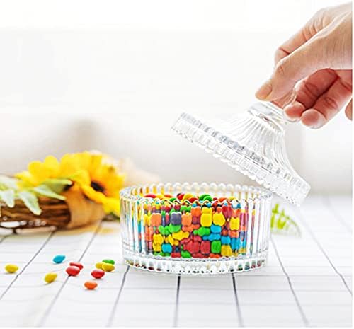 DLiQ с Капак Кристалното Ястие за Бонбони Декоративна Стъклена Кристален Кутия За Съхранение за Домашна Кухня Стая