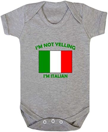 Аз не Крещя, аз съм Италианец, Италия, Детско Боди, една част на Оксфорд, Grey, 6 Месеца