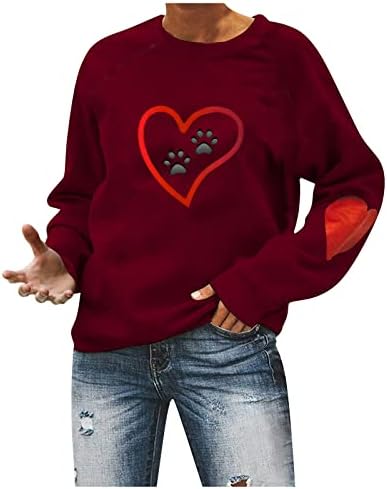 Ризи с Деня на Свети Валентин, Върхове с кръгло деколте, Блузи с дълъг ръкав, Свитшоты с изображение на Сърце Любов, Тениски За Двойки
