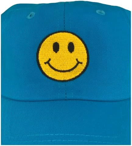 Мъжки и дамски Неструктурированная шапка с Смайликом, на Бродирани в САЩ, Един размер подходящ за всички (в синьо)
