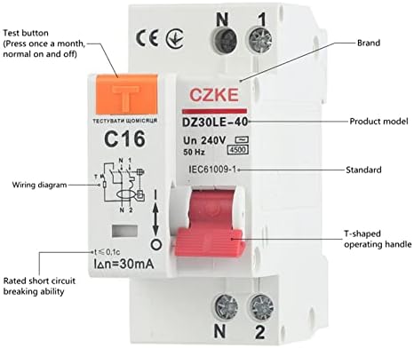 Автоматичен прекъсвач остатъчен ток NYCR DZ30LE-40 230V 1P + N RCBO MCB със защита от претоварване работен ток и късо съединение