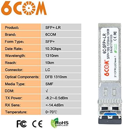 10-групов радиостанцията 10GBase-LR SFP +, един режим модул 10 ГРАМА LC за Cisco SFP-10G-LR, Meraki MA-SFP-10GB-LR, Ubiquiti UF-SM-10G,