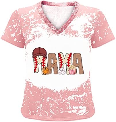 Тениска с Надпис Мама, за Дамски Модни Блузи С равен брой гласове-Боя, Лятна Бейзболна игра, Блузи и За Майките, Ежедневни Свободни Тениски