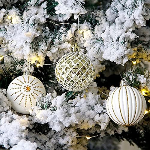 JINSP Коледна топка, 30 Парчета Украса за Коледните топки, Оцветени в Златно и бяло Нечупливи Празнични Сватбени украси, Украси за Коледната