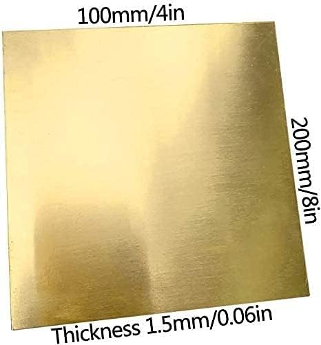 NIANXINN Меден лист фолио, Месинг Лист 100x100 мм Дебелина 1,5 мм за Ремонт на Метални Изделия DIY Месингови Плочи, Листове (Цвят: 100x200x1,5