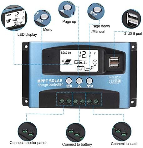 Mppt Контролер на заряд, MPPT Слънчев Контролер на заряд, 40/50/60 /100A Слънчев Контролер на заряд на Двойно USB с LCD Дисплей 12 В 24