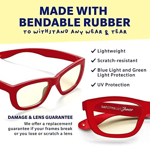 SafetyBlue Jr. Най-добрите дневни детски очила и аксесоари за игри - Гъвкави, лекарства без рецепта, блокер, синьо (и зелени)