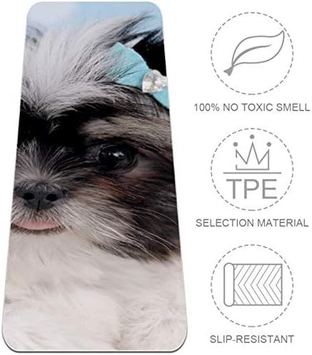 Дебела подложка за йога Siebzeh Shih Tzu Puppy Dog Премиум-клас, в екологично Чист Гумена подложка за здраве и фитнес, Нескользящий